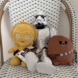 Star Wars Plush Lot Stormtrooper C-3PO Chewbacca Mattel Stuffed Toys w/ Tags
